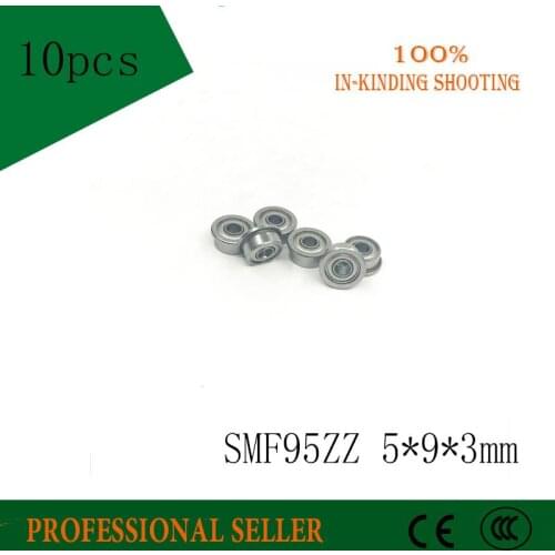Free Shipping 10 PCS SMF95ZZ 5*9*10.2*3*0.6 mm Flanged Bearings 5x9x3 mm 440C Stainless Steel Flange Ball Bearings DDLF-950ZZ