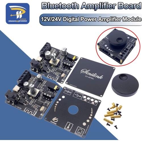 Bluetooth 5.0 Stereo 10W/15W/20W 50W+50W 12V/24V Audio High Power Digital Amplifier Power Module Knob Volume Adjustment Switch