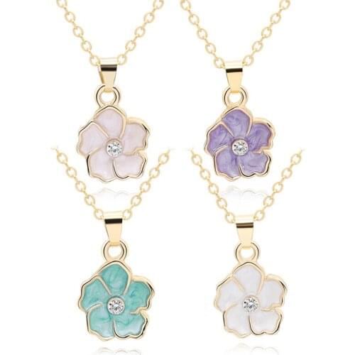 30 Color Sun flower Plant Lotus pendant charm Necklace Tiny Buddha Flower Lotos petal chain Necklace For Lady Women gift jewelry