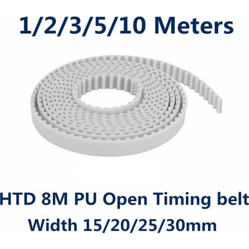 Arc Tooth HTD 8M Open PU Synchronous belt Width 15/20/25/30mm Neoprene fiberglass HTD8M Belt pulley CNC Laser