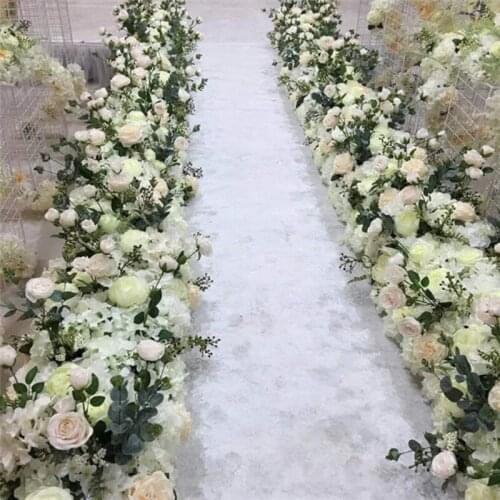 100CM x30CM Artifical Rose Hydrangea Styles Flower Rows for Wedding Party Arch and T Station Decoration Flowers DIY Supplies