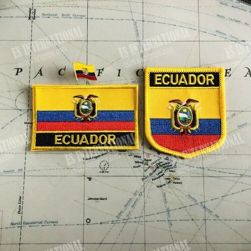 National Flag Embroidery Patches and Metal Flag Lapel Pin ECUADOR