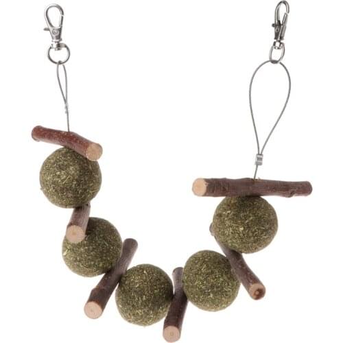 Pet Teeth Grinding Toys Hamster Rabbit Apple Tree Branch Grass Ball Hanging Cage