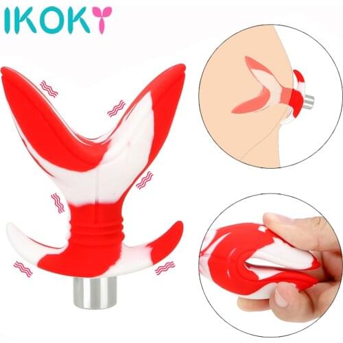 IKOKY Anal Plug Vibrator Sex Toys for Women Men Gay Soft Silicone Butt Plug 10 Speed Opening Anus Expander Flower Anal Dilator