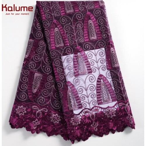 Kalume 2021 African Dry Lace Fabric High Quality French Nest Lace Fabric With Beads And Stones Nigerian Tulle Lace Fabrics F2255