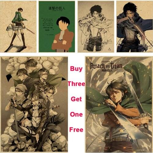 Buy 3 Get 1 Free Japanese Classic Popular Animation Retro Poster Brown Paper Living Room Study Tavern Art Decoration Posters