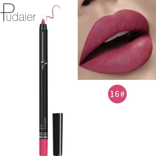Pudaier matte lip liner single color red brown purple black lipstick pen waterpoof long lasting smooth lipstick lipliner PD013