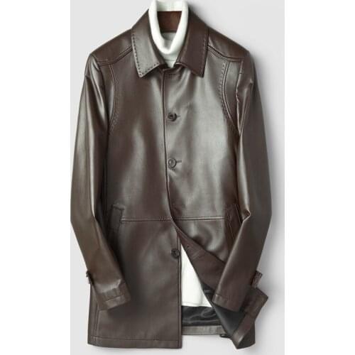 Genuine Leather Jacket Autumn Winter Jacket Men Down Jacket Sheepskin Coat Men Windbreaker Long Coat D-01-1709 MY1171