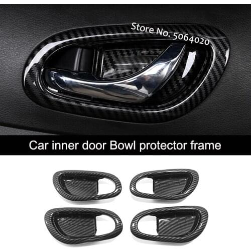 ABS Matte/Carbon fibre Car inner door Bowl protector frame Cover Trim Sticker Car Styling For Nissan Navara NP300 2017 2018 2019