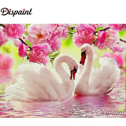 Dispaint Full Square/Round Drill 5D DIY Diamond Painting "White Swan" Embroidery Cross Stitch 3D Home Decor A11934