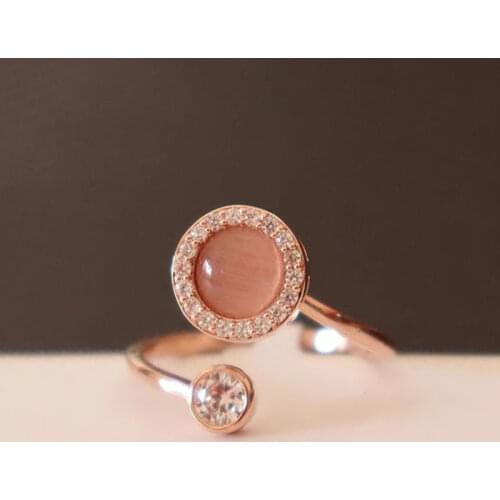 Original new diamond egg round irregular rotating opening adjustable ring elegant charm creative retro female silver jewelry