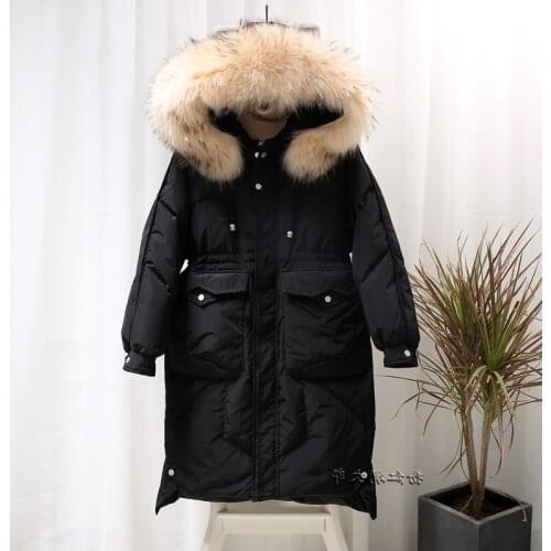 2020 down jacket hooded long winter women big raccoon fur collar Korean warm coat womens jackets kj2551