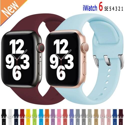 New Silicone Strap For Apple Watch Band 44mm 40mm 42mm 38mm Tape For iwatch 6 SE 5 4 3 2 1 Bracelet Replacement Belt Latest Hot