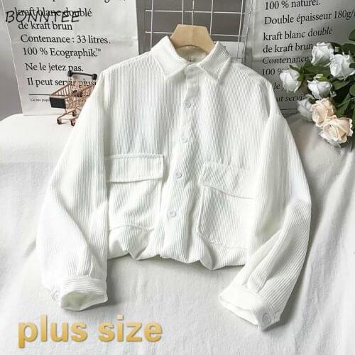 Shirts Women Preppy Style Pure Color Oversize Female Full Sleeve Harajuku Mujer De Moda Hipster Button Spring High Street Simple