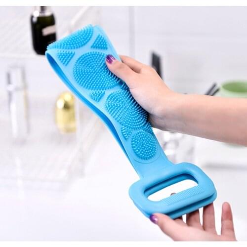 New Hot Sales Bathroom Silicone Long Rubbing Washcloth Bath Brush Back Exfoliating Scrub Shower Towels Skin Care Bath Brush 2020