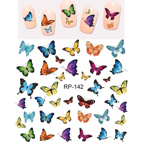 UPRETTEGO NAIL ART BEAUTY NAIL STICKER WATER DECAL SLIDER CARTOON CUTE BUTTERFLY INSECT RP139-144