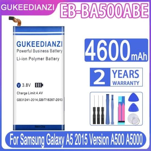 GUKEEDIANZI Battery EB-BA500ABE 4600mAh for Samsung Galaxy A5 2015 A5000 A5009 A500F A500H SM-A500F A500K SM-A500FU +Power Bank