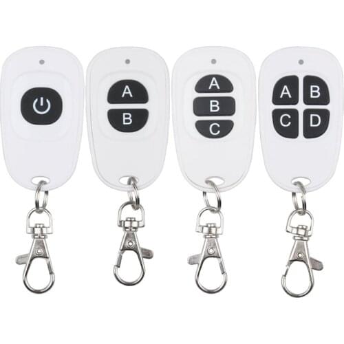 Waterproof RF Remote Control RF Radio Transmitter TX 1/2/3/4 Button White Color Wireless Remote 315Mhz/433Mhz 5PCS/Lot