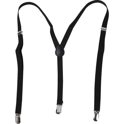 AUAU-Black Y Back Elastic Suspender Strap Pants Braces Adjustable for Lady