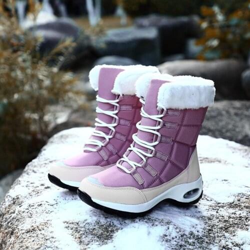 New Winter Womens Boots High Quality Warm Snow Boots Lace-up Comfortable Ankle Boots Outdoor Waterproof Hiking Boots Size 35-42