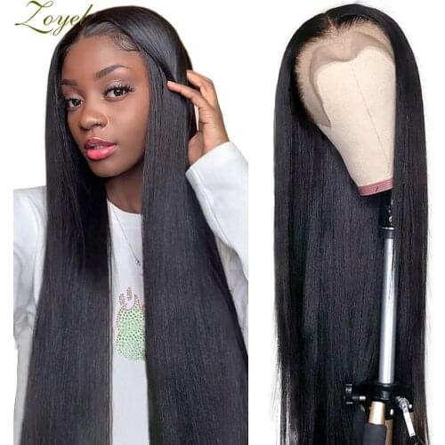 Zoyel Black Color Synthetic Hair Lace Front Wigs with Baby Hair Straight Glueless Lace Wigs with Pre Plucked For Women