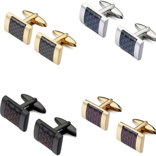 10pairs/lot Stainless Steel Carbon Fiber Cufflinks Copper Plating Gold Silver Gunblack Cuff Link Suit Button Mens Jewelry