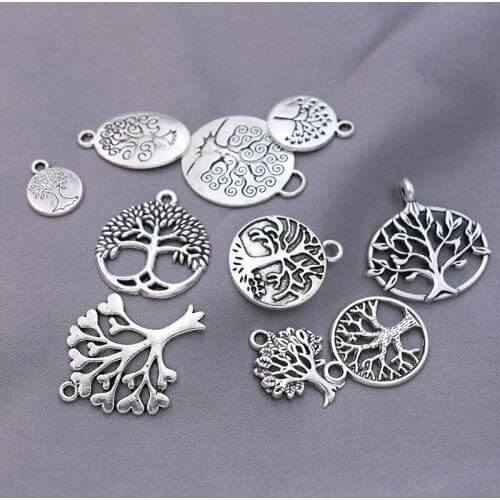 20pcs Mix Lot Silver Plated Tree of Life Charm Pendant for Jewelry Making Bracelet Necklace DIY Accessories Handmade Craft