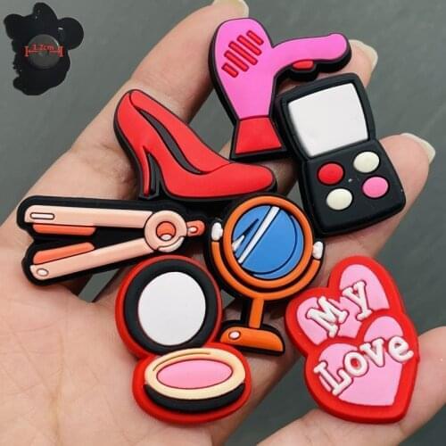 7PCS PVC Cute Cartoon Fridge Magnets Hair Straightener Hair Dryer High Heels Refrigerator Magnetic Sticker Girls Gifts Note