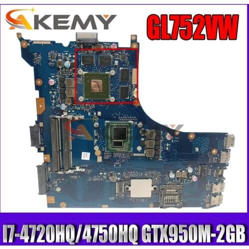 Akemy GL552JX Laptop motherboard for ASUS ROG GL552JX GL552JK ZX50J FX-PLUS original mainboard I7-4720HQ/4750HQ GTX950M-2GB