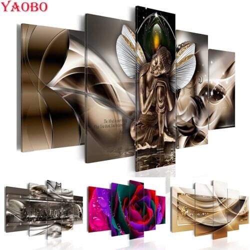 5PCS/Set diy 5d diamond painting Abstract Building Flowers Buddha mosaic picture of rhinestone decoration diamond embroidery kit