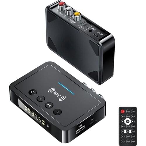 NFC Audio Receiver And Transmitter With Visual OLED Screen RCA Audio Receiver 3.5mm AUX Jack Wireless Adapter For Car