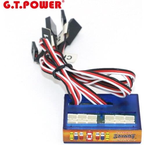 G.T.POWER RC Car lighting 12 LED Intelligent controllable linkage model lights 2 PPM FM FS 2.4G kit BRAKE + HEADLIGHT + SIGNAL