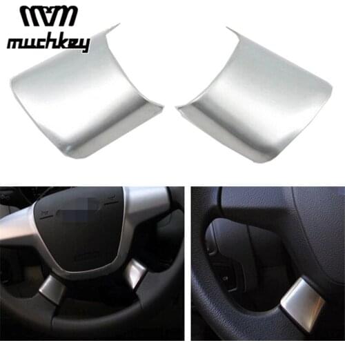 Car Accessories Steering Wheel Cover Paillette Cover Refires Sticker For Ford Escape Kuga 2013 2014 2015 Abs Chrome 2pcs