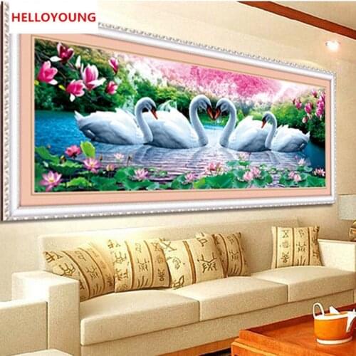 YGS-041 DIY 5D Swan Eternal Love Round Diamond Painting Cross Stitch Kits Soulmate Diamond Mosaic Home Decor Diamonds Embroidery
