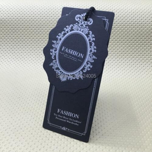 Custom clothing black matte paper printed tag/jewelry price tag/garment printed label/cardboard tag/brand logo 1000 pcs a lot