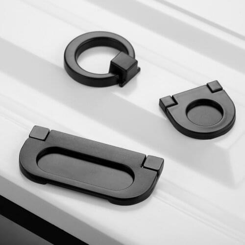 Black Hidden Furniture Handles Zinc Alloy Cabinet Invisible Handle Drawer Wardrobe Door Knobs For Furniture Hardware