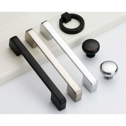 Zinc Aolly Black Kitchen Cabinet Door Handles American style Wardrobe Cupboard Door Pulls Drawer Knobs Furniture Handle
