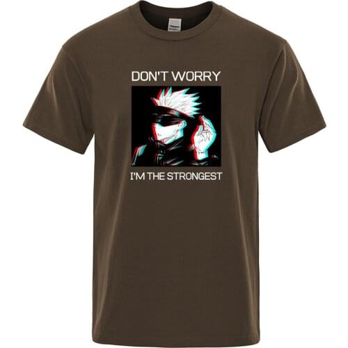 Don't Worry I'm The Strongest T Shirt Jujutsu Kaisen Anime T-Shirts Mens Summer Fashion Mens Clothing Casual Harajuku Tees Tops