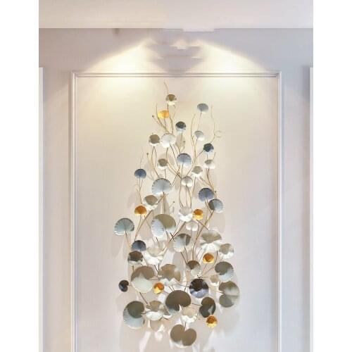 European Wrought Iron Leaf Wall Mural Porch Lobby Office Wall Sticker Decoration Home Livingroom Background Wall Hanging Crafts