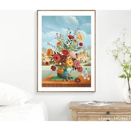 Cotton no frame classical color flowers canvas printings oil painting printed on cotton home wall art decoration pictures