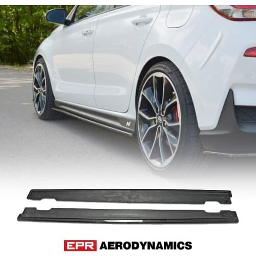 For 16-19 HYUNDAI i30n MK3 CS Style Carbon Glossy Side skirt extension Exterior Accessories Kits (5 Door Hatch Back Model)
