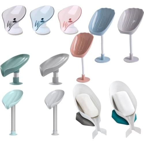 Leaf Shape Soap Box Drain Stand Suction Cup Rack Punch-free Soap Holder Tray Kitchen Tools Bathroom Accessory