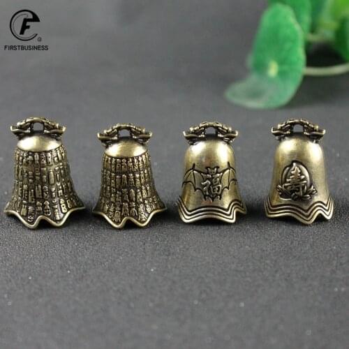 Brass Fu Longevity Bell Pendant for Keychains Mini Rattle BringLuckly Sutra Lucky Chinese Characters Feng Shui Key Chain Gift