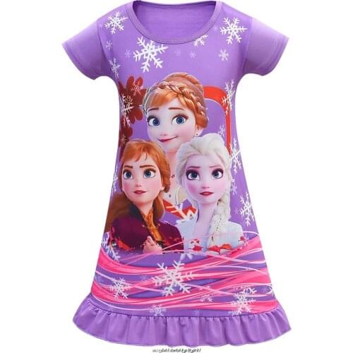 Summer Girls Dresses Kids Pajamas Polyester Nightgowns Sleepwear Clothes 3 4 5 6 7 8 9 Years Homewear Dresses Girl Clothes