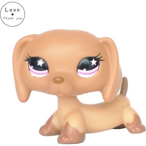 Lps cat pet shop toys DACHSHUND #932 Bronw sausage dog star pink eyes