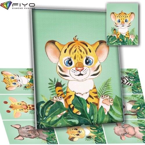 Full Drill Diamond Painting Cartoon Tiger Cross Stitch Kit 5D Diamond Embroidery Animal Mosaic Picture Of Rhinestone Home Decor