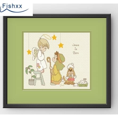 European style hanging pastoral style cartoon characters Fishxx Cross Stitch Kit H113 Bless the little angel DIY embroidery