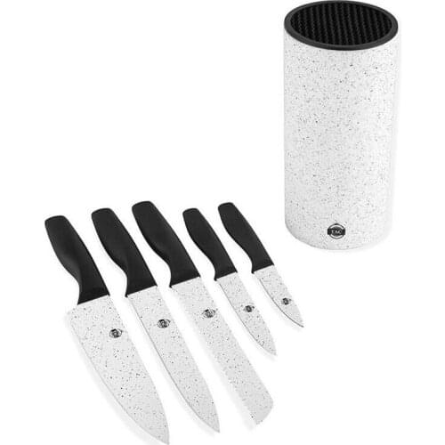 Tac Slice 6 Piece Knife Set White | Stainless Steel Kitchen Chef Boning Knife Fishing Knife Meat Cleaver Cooking Cutter Butcher