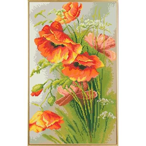Poppy Flower Printed Cross Stitch Kits Patterns Count Embroidery Needlework Sets 11CT 14CT DIY Handmade Home Decoration Painting