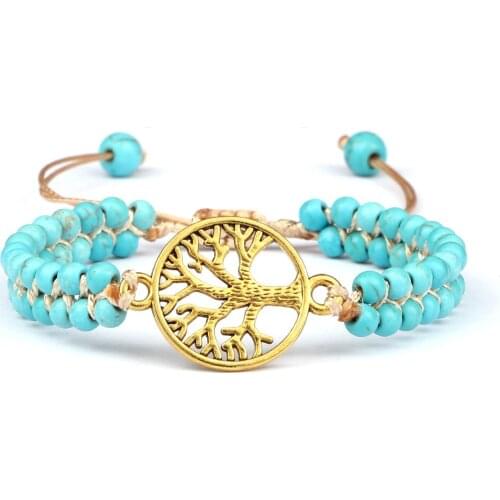 Natural Stone Handmade Adjustable Charm Braided Beads Bracelets&Bangle Yoga Wrap Bohemia Fashion Jewelry for Women Men Gifts 4MM